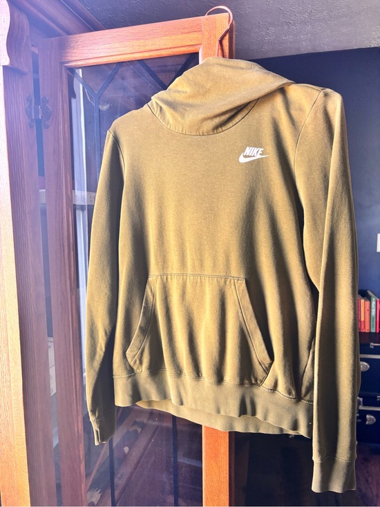 Nike Sweaters - Nike Olive Hoodie with White Swoosh